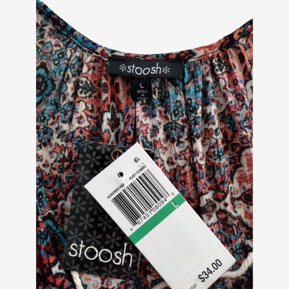 Stoosh Multicolored Lightweight Sleeveless Rayon Split Neck Blouse Size L - Picture 9 of 11